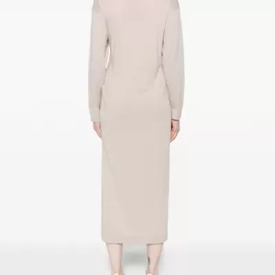 Beige knit midi dress with knot detail Beige knit midi dress with knot detail