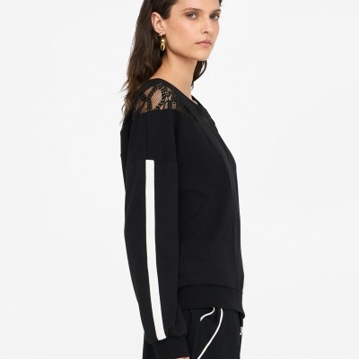 Cotton sweatshirt with lace