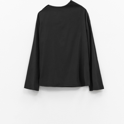 Black Asymmetric Buttoned Blouse
