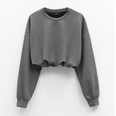 Cropped Shimmer Knit Sweatshirt