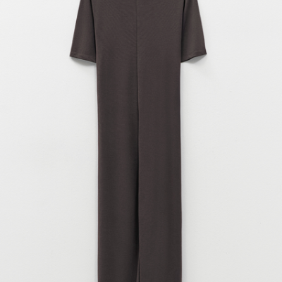 Dark grey knit dress with side knot