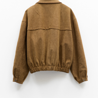 Suede-effect cotton bomber jacket