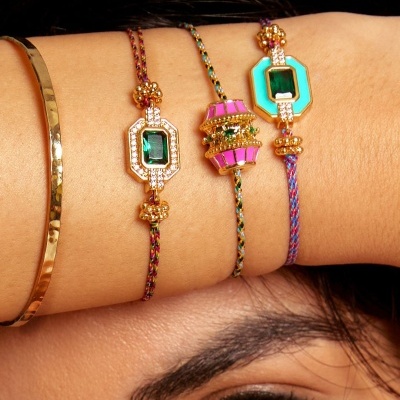 MYA-BAY  Green Shiny Art Deco