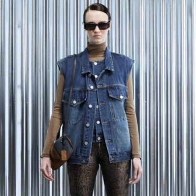 Double-layer denim gilet