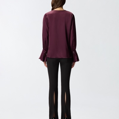 Relaxed-fit satin blouse