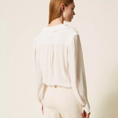 Crêpe de Chine bodysuit with gathering