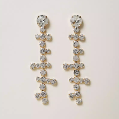 Pendant earrings with rhinestones in clear