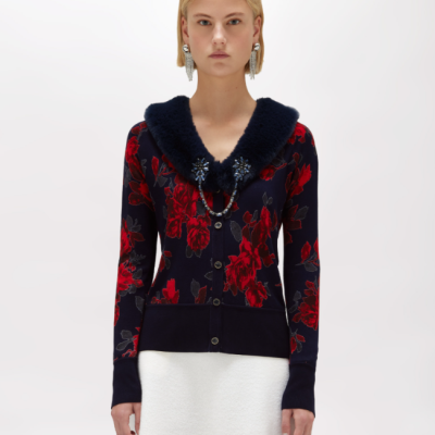 Reversible Rose and Tweed Cardigan