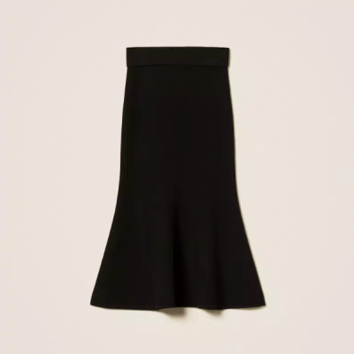 Midi knit skirt with godet