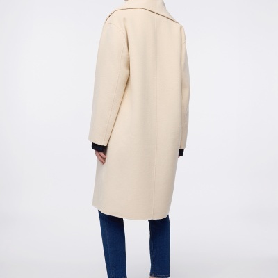 Wool coat with scarf