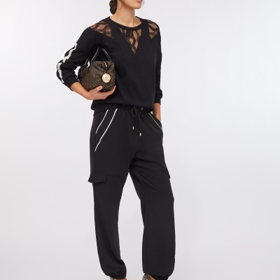 Cotton sweatshirt with lace