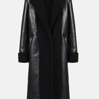 Shearling-effect leather coat