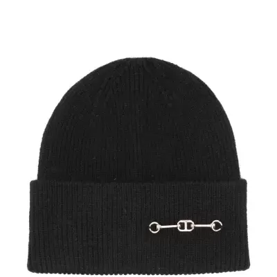 Chain-embellished beanie hat