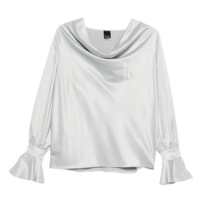 Relaxed-fit satin blouse - Grey