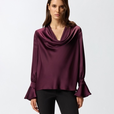Relaxed-fit satin blouse