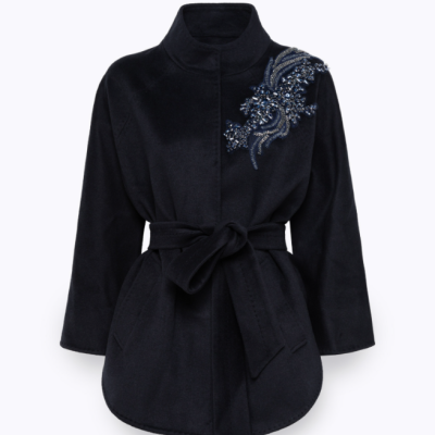Short Wool Coat With Embroidery