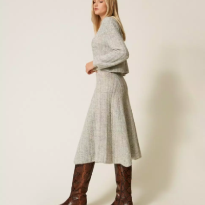 Mohair and Lurex Midi Skirt