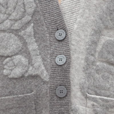 Jacquard Cardigan With Rose Intarsia