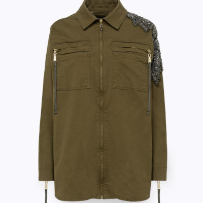 Gabardine Jacket With Embroidered Patch