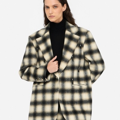 Chequered jacket with bejewelled embroidery