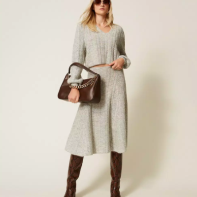 Mohair and Lurex Midi Skirt