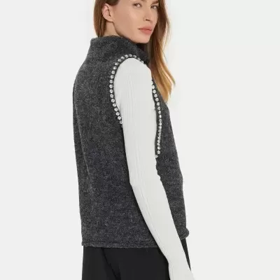Crystal-trim knit vest