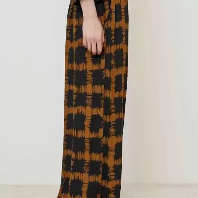 Wide-Leg Printed Trousers
