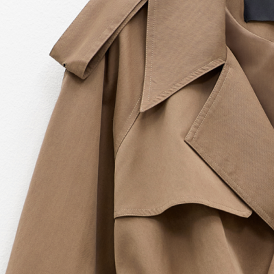 Cut oversized Camel Trench Coat with Belt