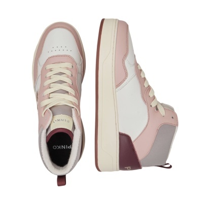 Detroit Pastel Pink and Burgundy Retro Sneakers