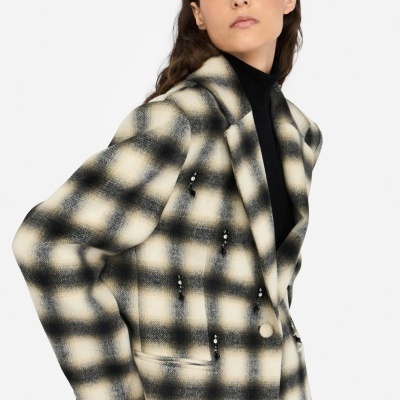 Chequered jacket with bejewelled embroidery