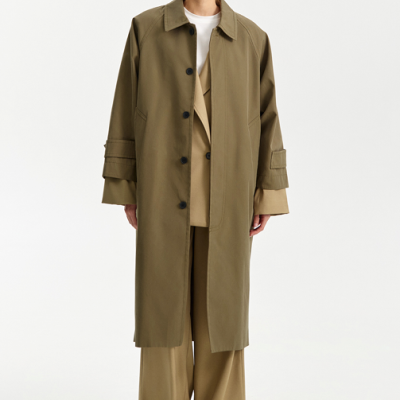 Military green trench coat
