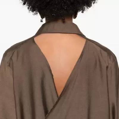 Brown Draped Open-Back Shirt