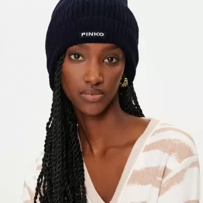 Gorro preto PINKO em malha canelada