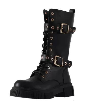 High Combat Boots with Buckles and Studs – Singhi