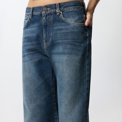 Wide-leg soft denim jeans