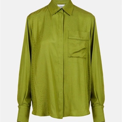Lime Green Silk Shirt with Snake Texture