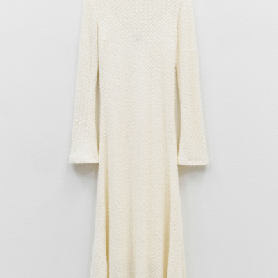 Textured Cream Knit Midi Dress