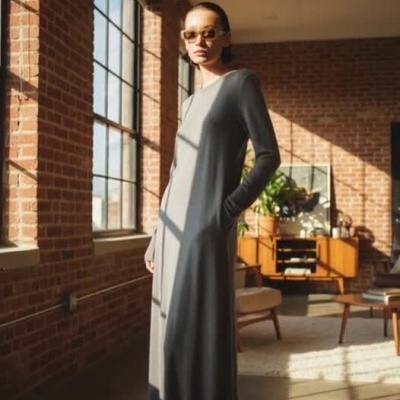 Long Grey Knit Dress