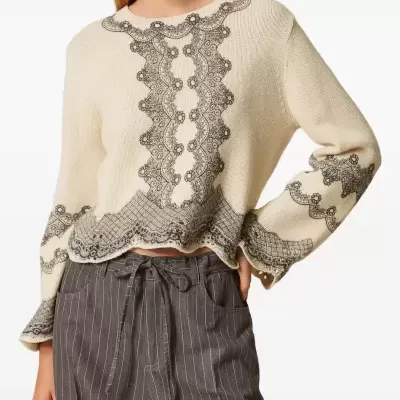 Wool blend jumper with placed print Wool blend jumper with placed print