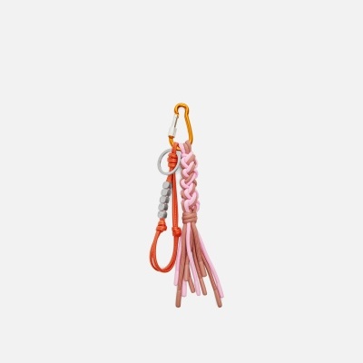 Key ring with scoubidou pink and orange