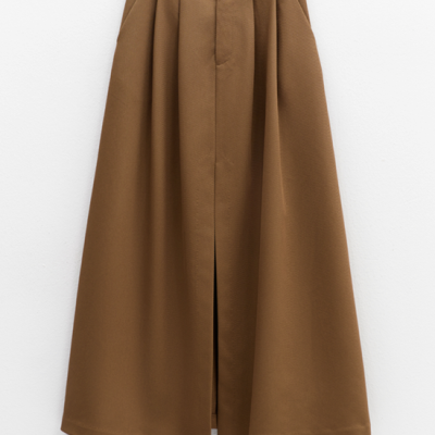 Structured honey-brown maxi skirt
