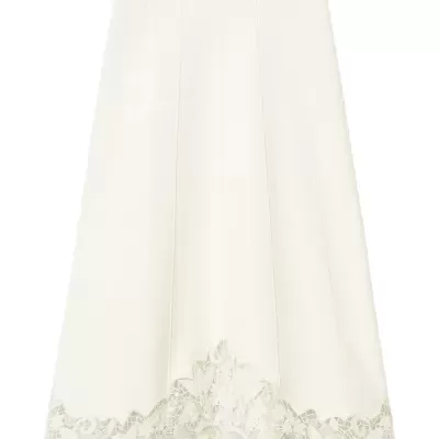 Knit midi skirt with organza