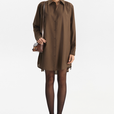 Brown Draped Open-Back Shirt