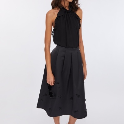 Taffeta midi skirt