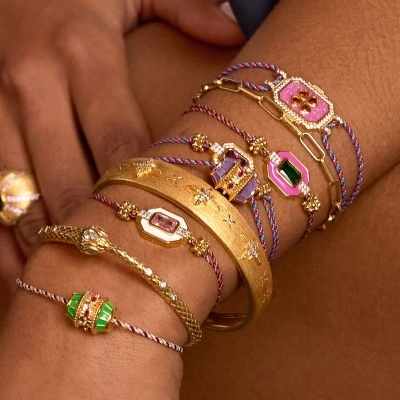 MYA-BAY Fuchsia Trefle Boheme Bracelet