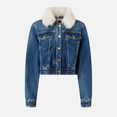 Denim trucker jacket with soft collar