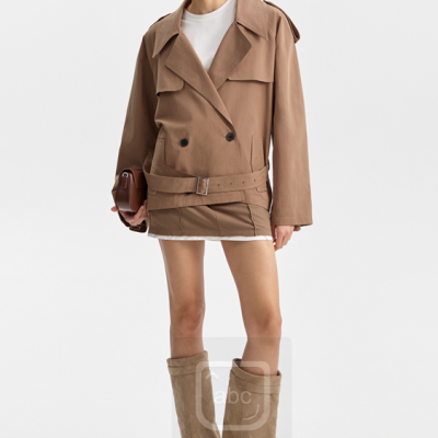 Cut oversized Camel Trench Coat with Belt