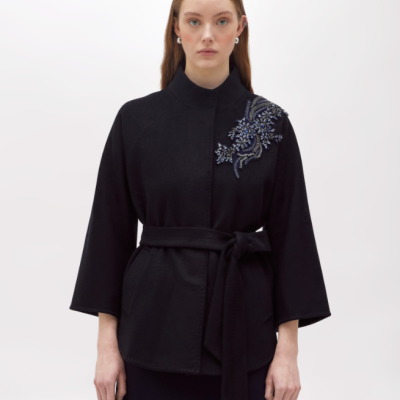 Short Wool Coat With Embroidery