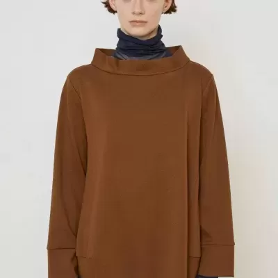 Flared Blouse with Crater Collar - Tabacco