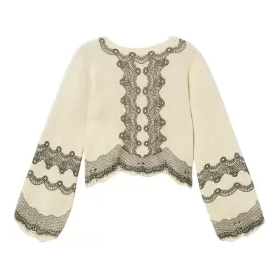 Wool blend jumper with placed print